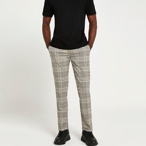 NWT river island green check smart jogger trousers sz.34/32 slim fit